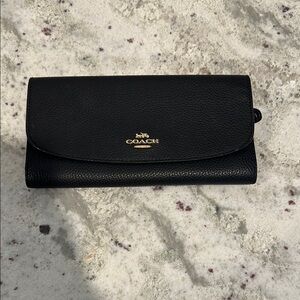 Coach Black Leather Wallet with Gold Hardware